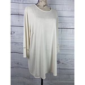 J Jill Wearever Collection Jersey Knit Womens 2X Pearl Detail Cuff 3/4 Sleeves